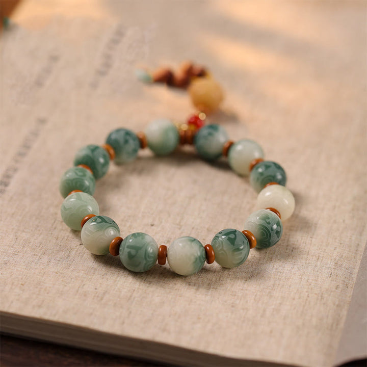 Buddha Stones, Farbverlauf, Bodhi-Samen, Om Mani Padme Hum, geschnitztes Zakiram-Friedensarmband - image 3