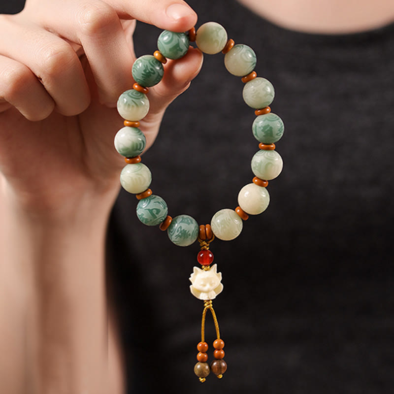 Buddha Stones, Farbverlauf, Bodhi-Samen, Om Mani Padme Hum, geschnitztes Zakiram-Friedensarmband - image 13