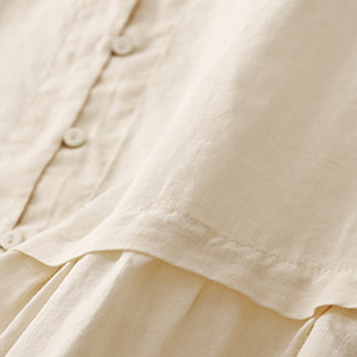 Damen-Baumwollhemd mit Dreiviertelärmeln und Buddha Stones -Stickerei vorne mit Knopfdesign  - image 18