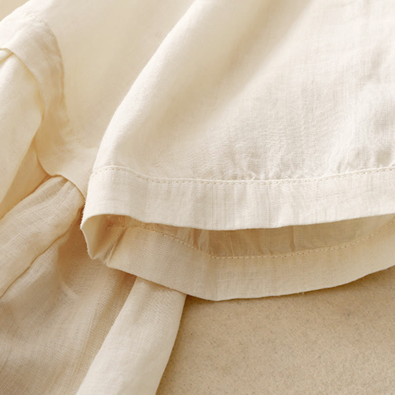 Damen-Baumwollhemd mit Dreiviertelärmeln und Buddha Stones -Stickerei vorne mit Knopfdesign  - image 17