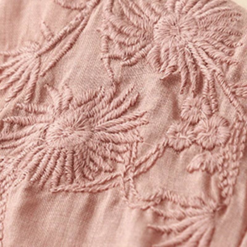 Damen-Baumwollhemd mit Dreiviertelärmeln und Buddha Stones -Stickerei vorne mit Knopfdesign  - image 26