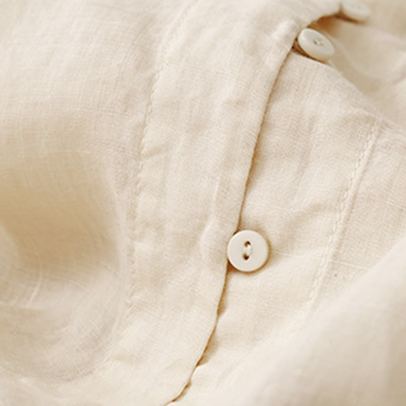 Damen-Baumwollhemd mit Dreiviertelärmeln und Buddha Stones -Stickerei vorne mit Knopfdesign  - image 14