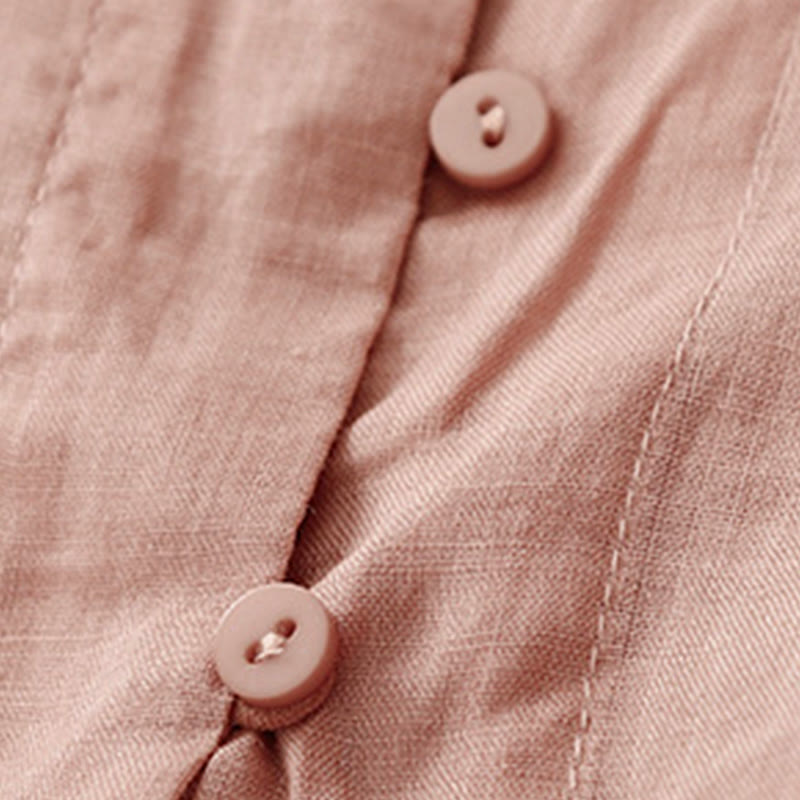 Damen-Baumwollhemd mit Dreiviertelärmeln und Buddha Stones -Stickerei vorne mit Knopfdesign  - image 25