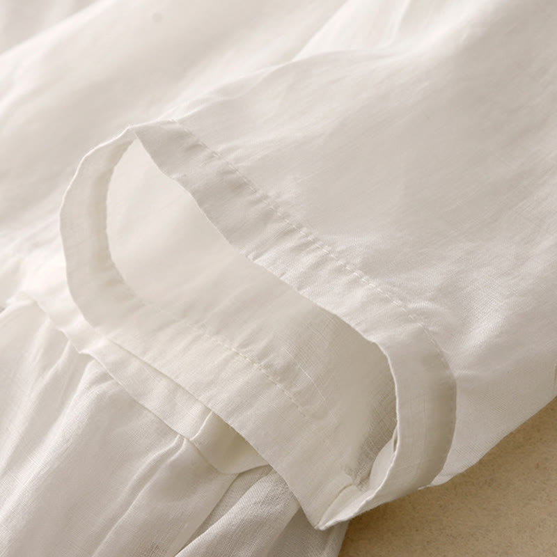 Damen-Baumwollhemd mit Dreiviertelärmeln und Buddha Stones -Stickerei vorne mit Knopfdesign  - image 11