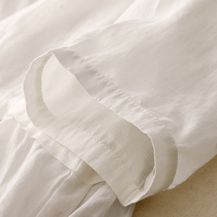 Damen-Baumwollhemd mit Dreiviertelärmeln und Buddha Stones -Stickerei vorne mit Knopfdesign  - image 11