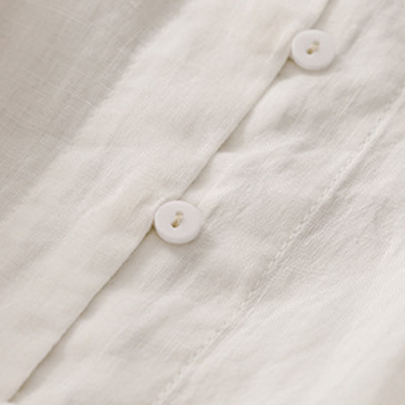 Damen-Baumwollhemd mit Dreiviertelärmeln und Buddha Stones -Stickerei vorne mit Knopfdesign  - image 9