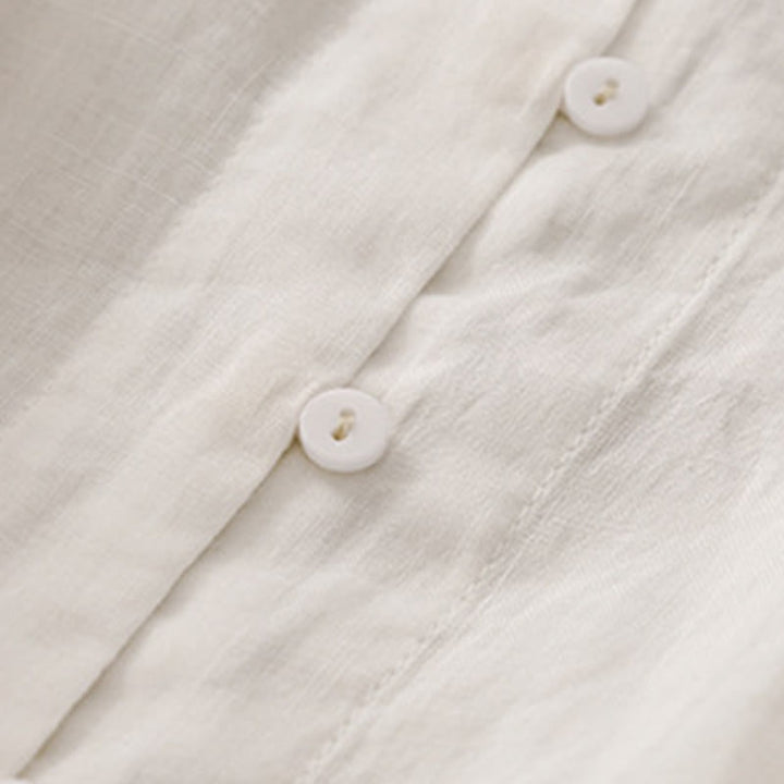 Damen-Baumwollhemd mit Dreiviertelärmeln und Buddha Stones -Stickerei vorne mit Knopfdesign  - image 9