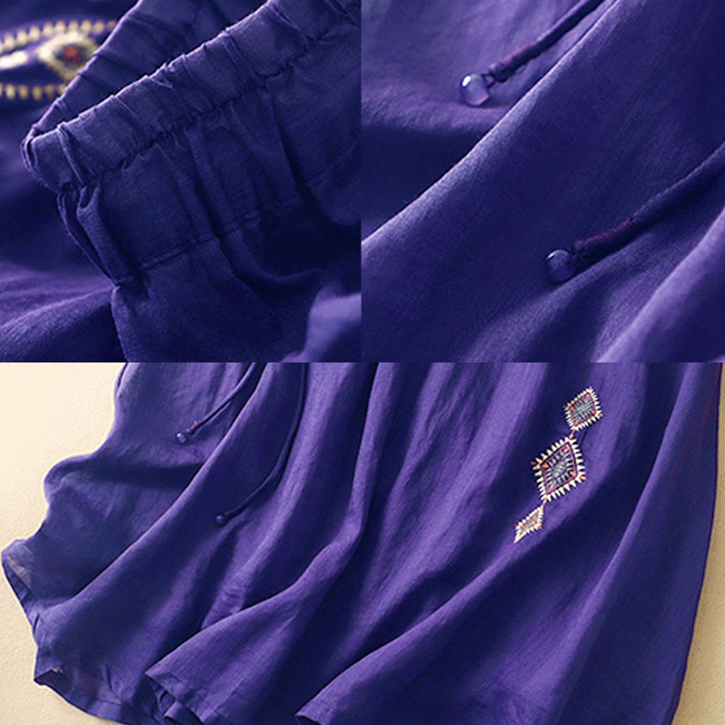 Buddha Stones, ethnisches Vintage-Stickerei-Knopf-Design, Damen-Baumwoll-Leinen-Rock in 7–8 Länge - image 2