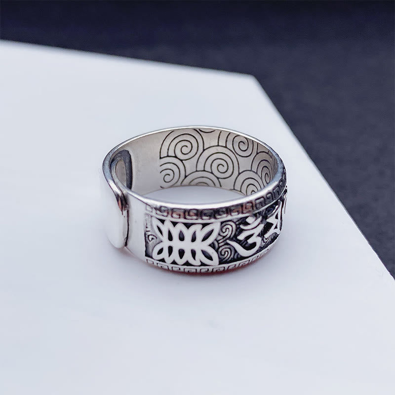 Buddha Stones Om Mani Padme Hum Kupfer Verstellbarer Reichtumsring - image 9