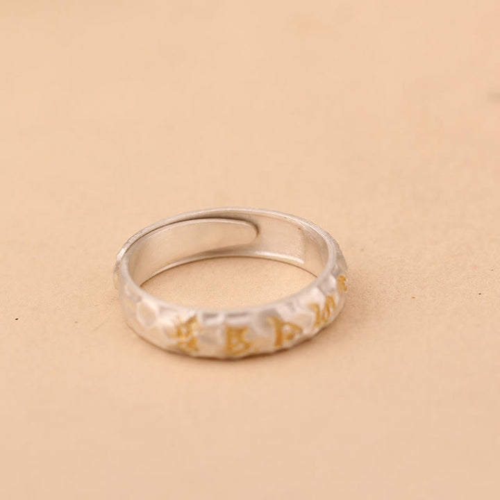 Buddha Stones , Hammermuster, Om Mani Padme Hum, verkupferter Silberring, Reichtum - image 17