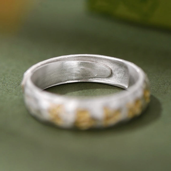 Buddha Stones , Hammermuster, Om Mani Padme Hum, verkupferter Silberring, Reichtum - image 4