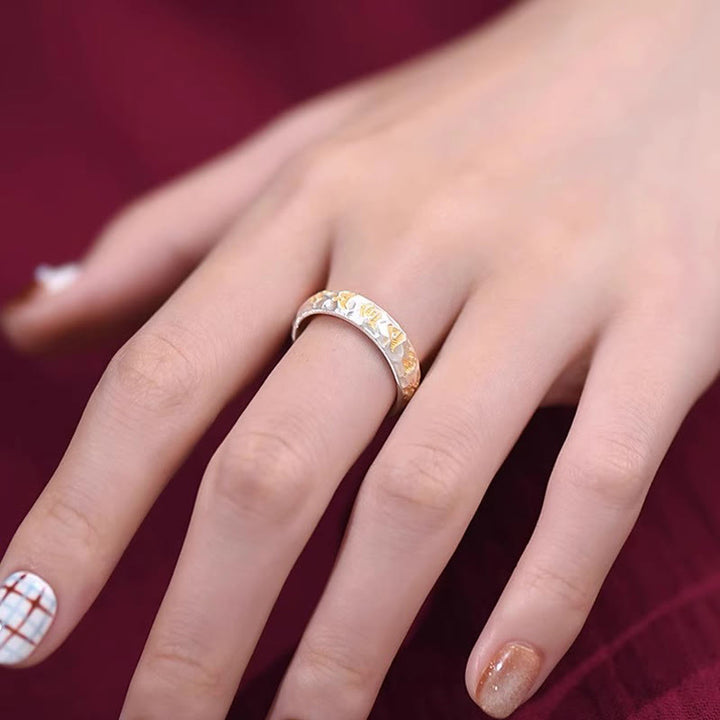 Buddha Stones , Hammermuster, Om Mani Padme Hum, verkupferter Silberring, Reichtum - image 20