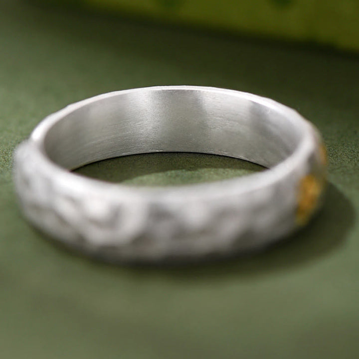 Buddha Stones , Hammermuster, Om Mani Padme Hum, verkupferter Silberring, Reichtum - image 10