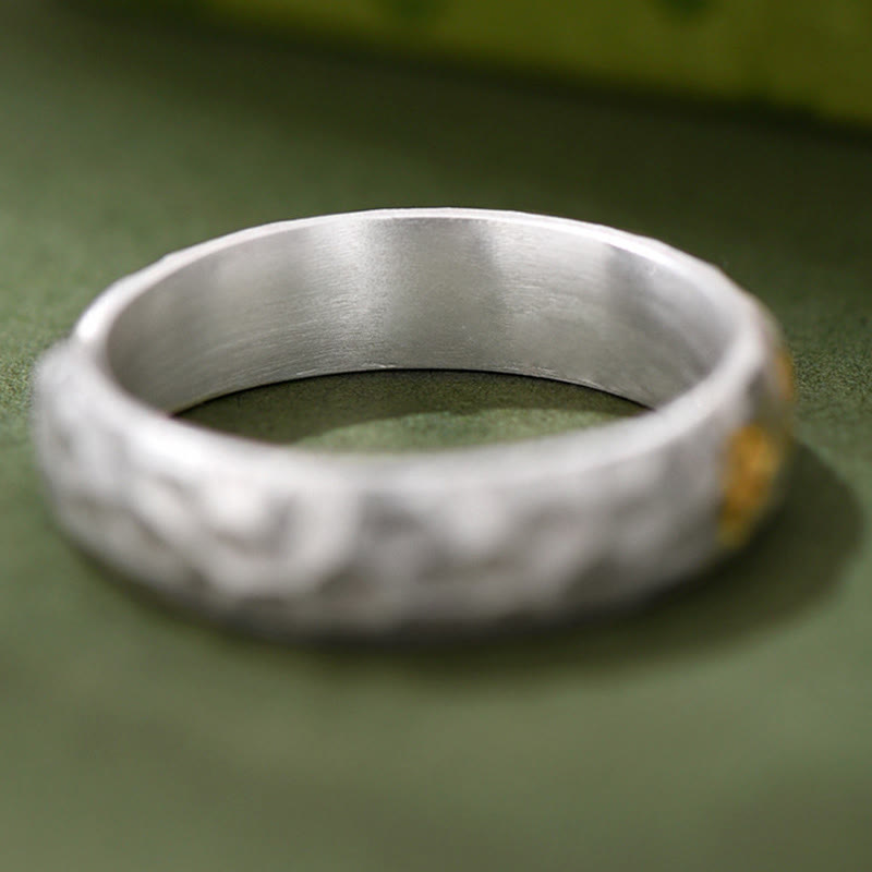 Buddha Stones , Hammermuster, Om Mani Padme Hum, verkupferter Silberring, Reichtum - image 10