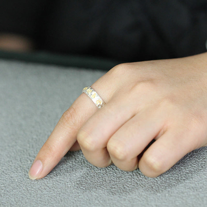 Buddha Stones , Hammermuster, Om Mani Padme Hum, verkupferter Silberring, Reichtum - image 22