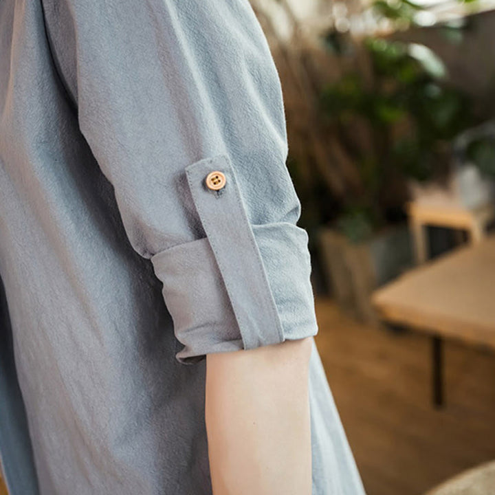 Buddha Stones Vintage Plain Revers Offene Front Jacke Baumwolle Herren Kimono - image 15