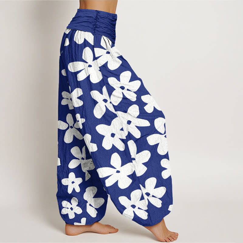 Buddha Stones Lässige Haremshose im Bohemian-Stil mit Blumenmuster für Damen, elastische Taille - image 6