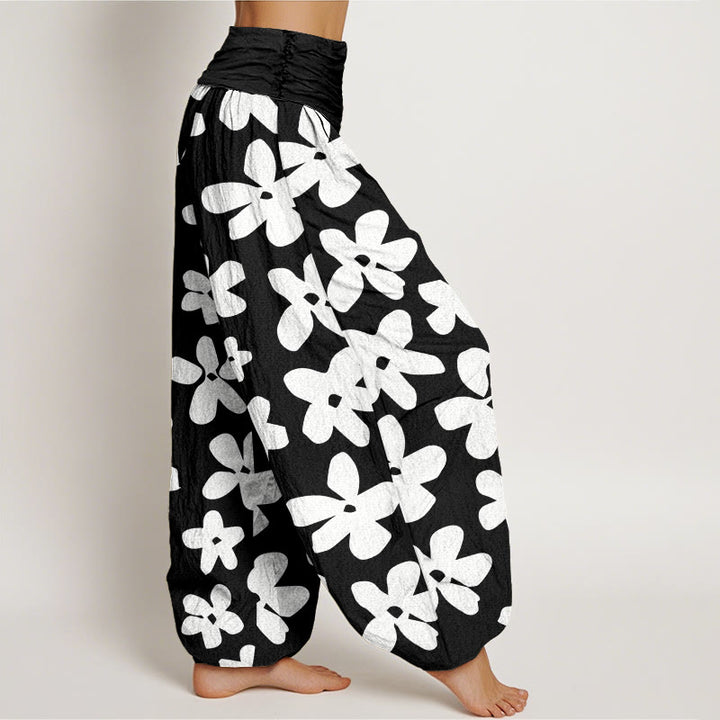 Buddha Stones Lässige Haremshose im Bohemian-Stil mit Blumenmuster für Damen, elastische Taille - image 9
