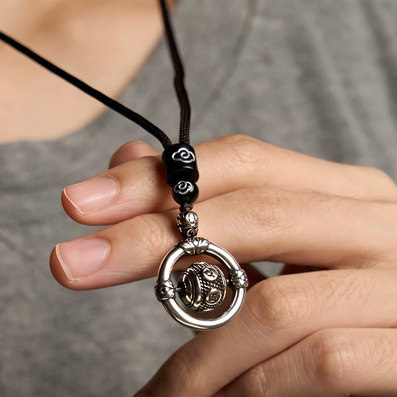 Buddha Stones Om Mani Padme Hum Kupfer vergoldet Silber Reichtum rotierende Halskette Anhänger - image 5