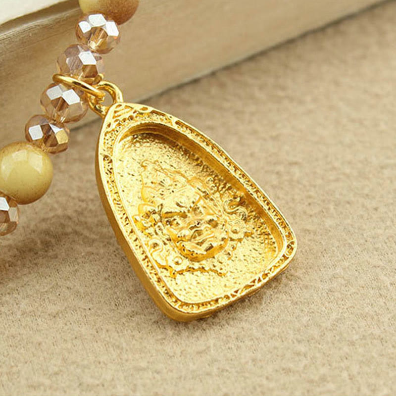 Buddha Stones Tibetischer Lotus Runde Platte Golden Tiger Eye Perlen Halskette Anhänger - image 12