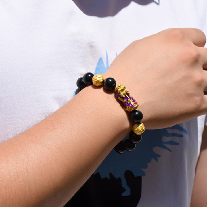 Buddha Stones , Fengshui, Kupfer, Pixiu, Regenbogen-Obsidian-Perlen, Reichtum-Armband - image 12