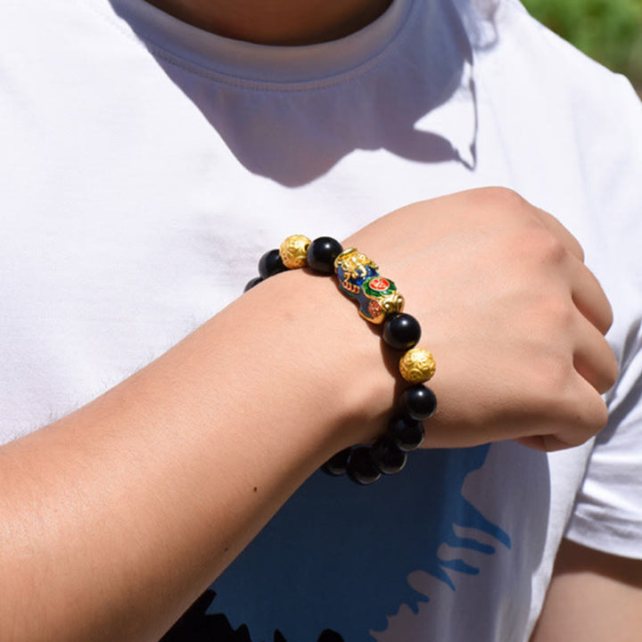 Buddha Stones , Fengshui, Kupfer, Pixiu, Regenbogen-Obsidian-Perlen, Reichtum-Armband - image 16