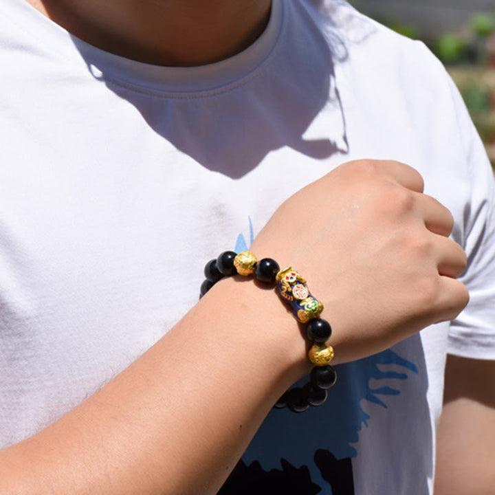 Buddha Stones , Fengshui, Kupfer, Pixiu, Regenbogen-Obsidian-Perlen, Reichtum-Armband - image 3