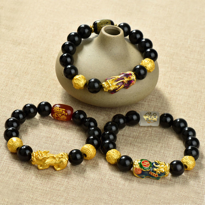 Buddha Stones , Fengshui, Kupfer, Pixiu, Regenbogen-Obsidian-Perlen, Reichtum-Armband - image 29