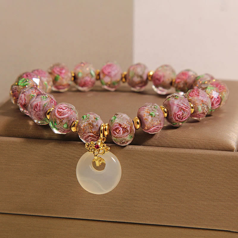 Buddha Stones Rose Liuli Glasperlen Peace Buckle Peace Armband - image 1
