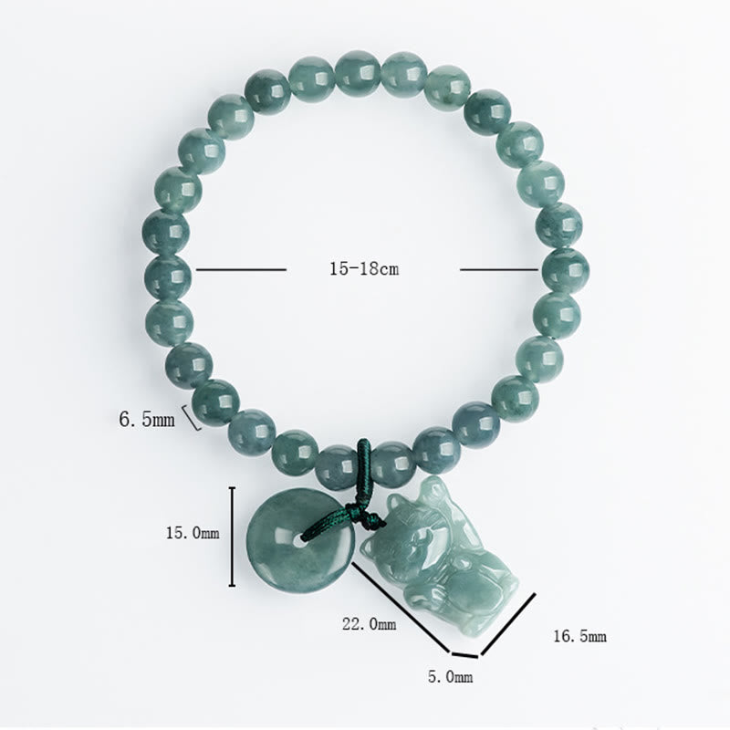 Buddha Stones Blaue Jade Peace Buckle Glückskatze Wohlstandsarmband - image 8