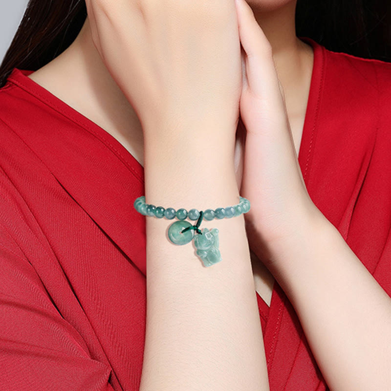 Buddha Stones Blaue Jade Peace Buckle Glückskatze Wohlstandsarmband - image 5