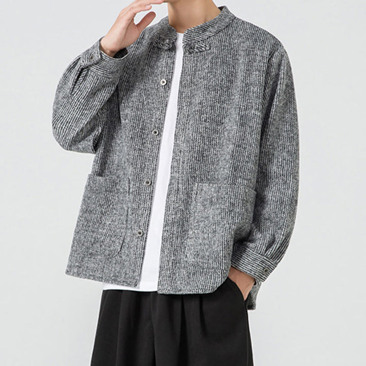 Buddha Stones Langarm-Herren-Baumwolljacke mit Froschknopf-Design und Taschen - image 27