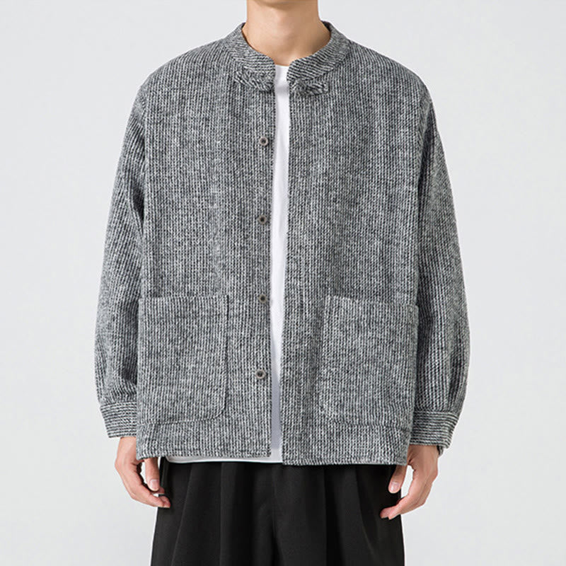 Buddha Stones Langarm-Herren-Baumwolljacke mit Froschknopf-Design und Taschen - image 35