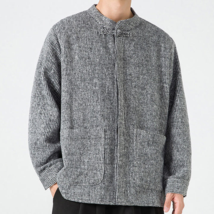 Buddha Stones Langarm-Herren-Baumwolljacke mit Froschknopf-Design und Taschen - image 31