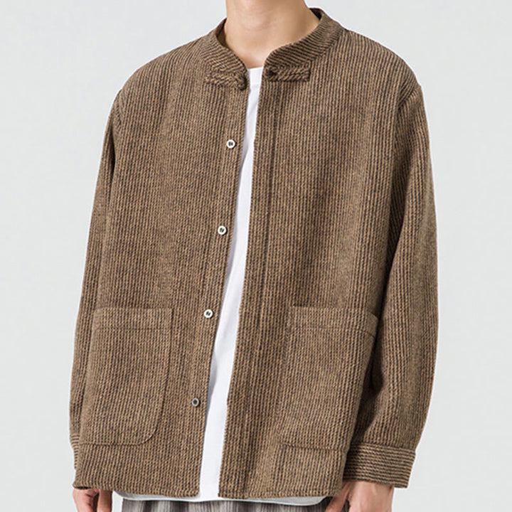 Buddha Stones Langarm-Herren-Baumwolljacke mit Froschknopf-Design und Taschen - image 47