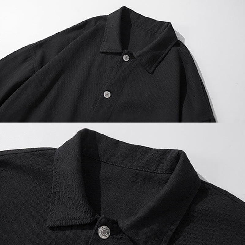 Buddha Stones Langarm-Knopf-Stehkragen-Design Herren-Baumwolljacke mit Taschen - image 3