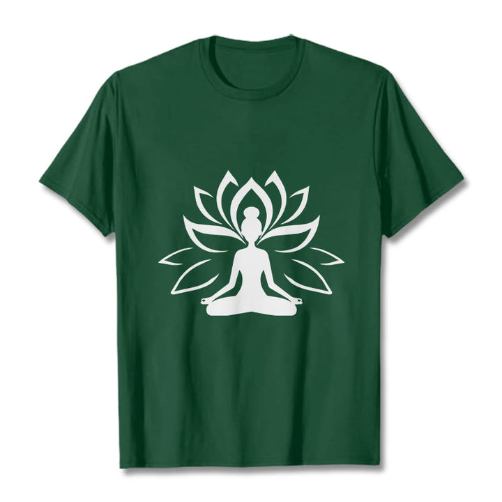 Buddha Stones Lotus Meditieren Person T T-shirt - Waldgrün - 2XL - image 1