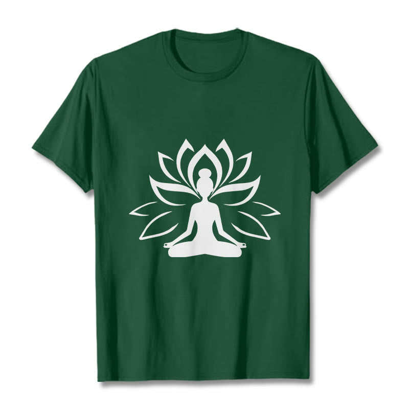 Buddha Stones Lotus Meditieren Person T T-shirt - Waldgrün - 2XL - image 1