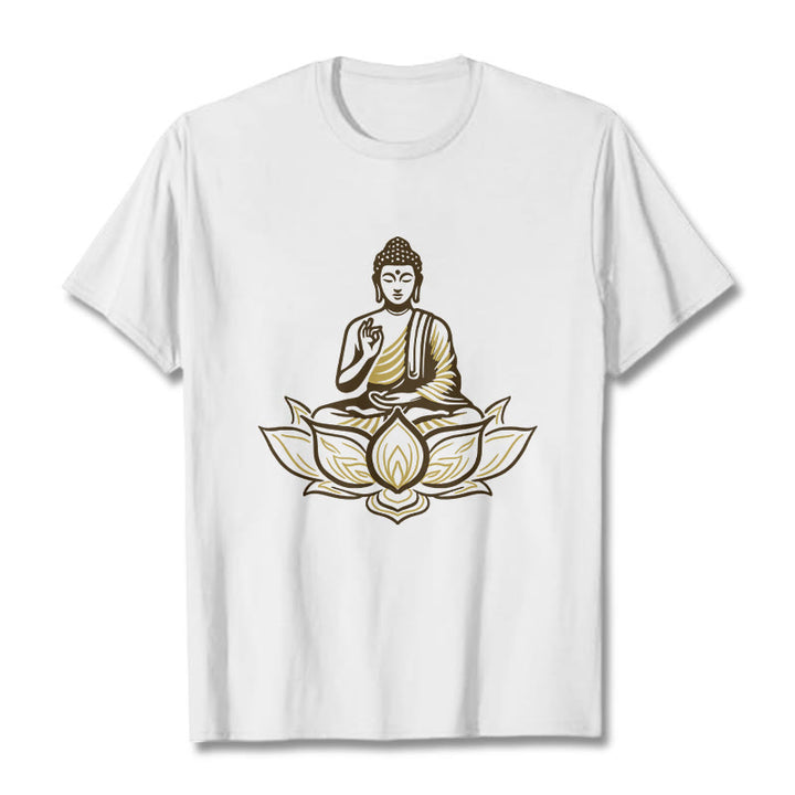 Buddha Stones Buddha Meditieren Im Lotus Tee T-shirt - Weiß - 2XL - image 1