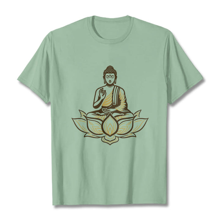 Buddha Stones Buddha Meditieren Im Lotus Tee T-shirt - Blassgrün - 2XL - image 15