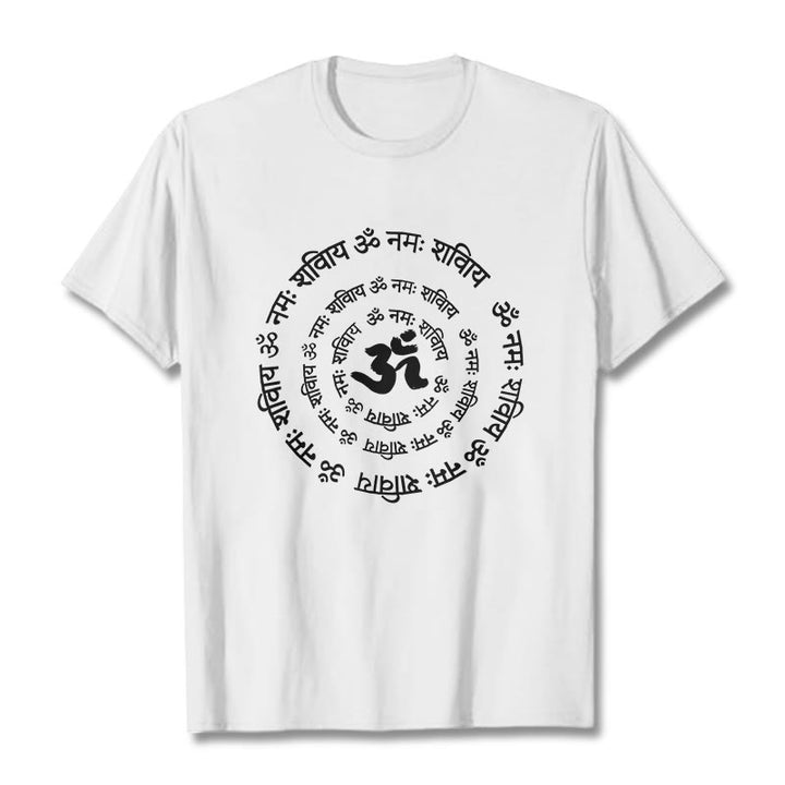 Buddha Stones OM Symbol Sanskrit Mantras Design Baumwolle T-shirt - Weiß - 2XL - image 4