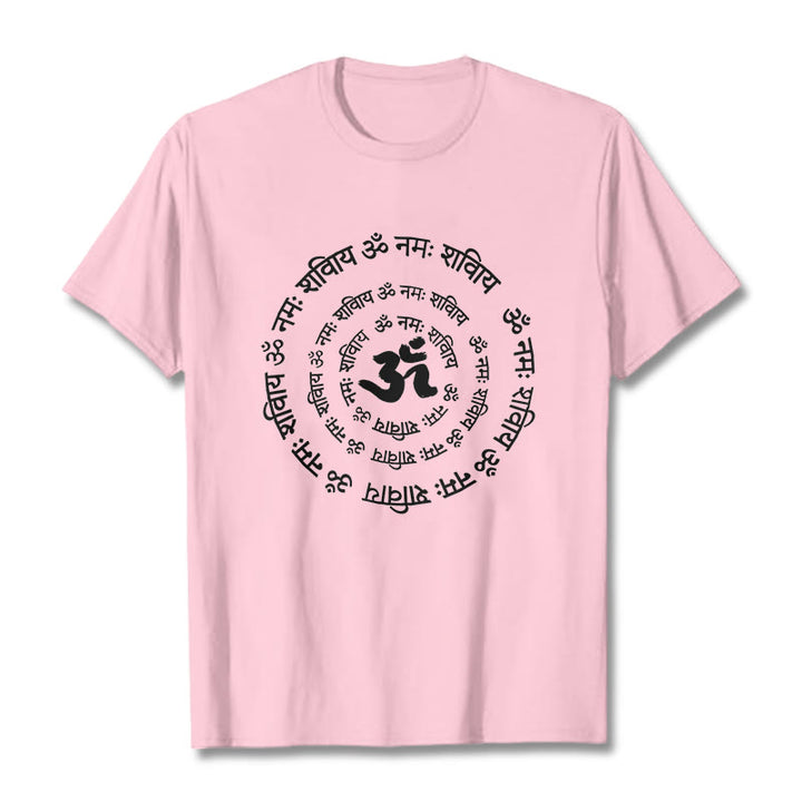 Buddha Stones OM Symbol Sanskrit Mantras Design Baumwolle T-shirt - Hellrosa - 2XL - image 16