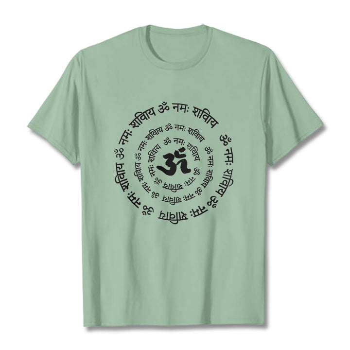 Buddha Stones OM Symbol Sanskrit Mantras Design Baumwolle T-shirt - Blassgrün - 2XL - image 18