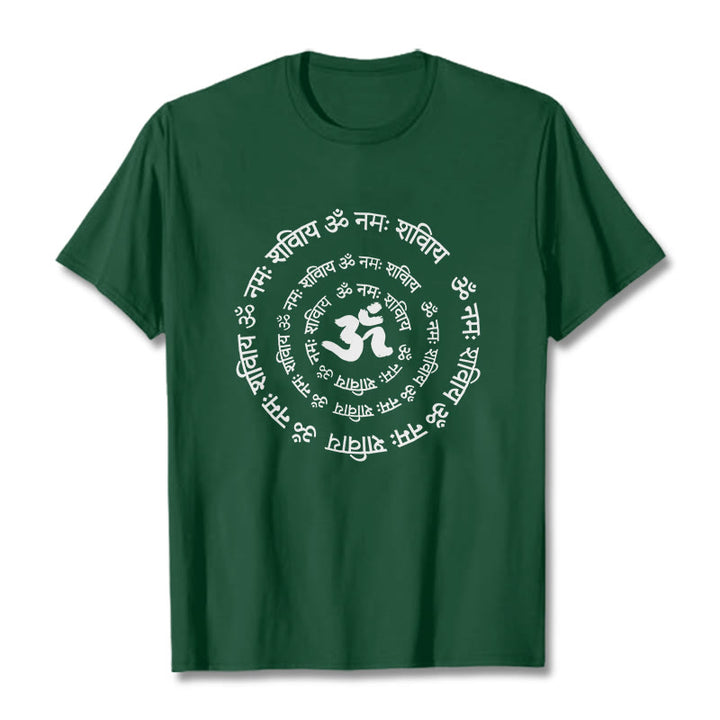 Buddha Stones OM Symbol Sanskrit Mantras Design Baumwolle T-shirt - Waldgrün - 2XL - image 1
