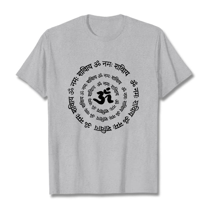 Buddha Stones OM Symbol Sanskrit Mantras Design Baumwolle T-shirt - Hellgrau - 2XL - image 20