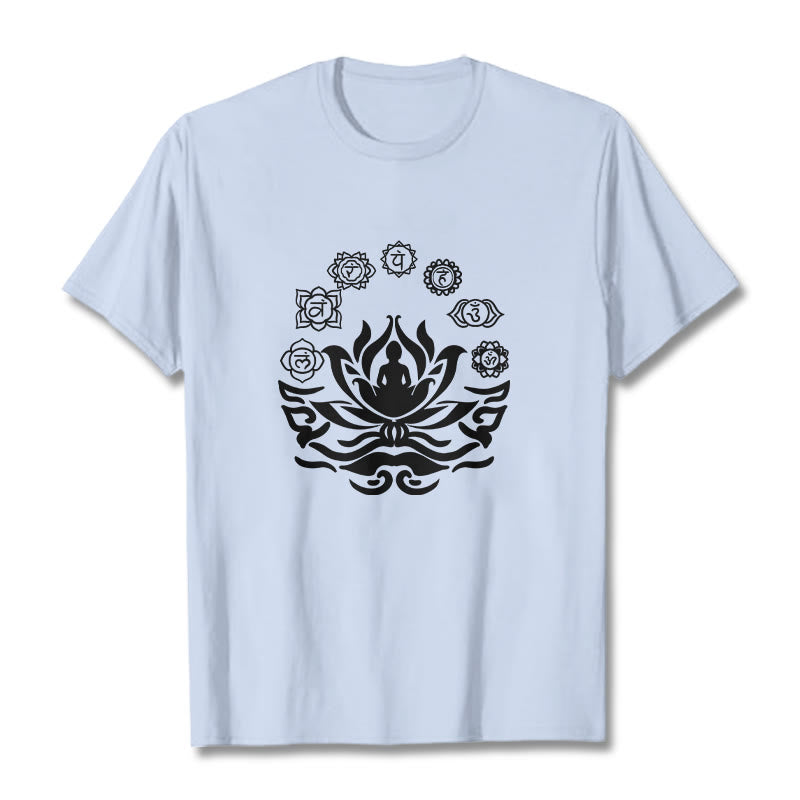 Buddha Stones OM Symbol Sanskrit Mantras Buddha Lotus Blume Design T T-shirt - HellCyan - 2XL - image 11