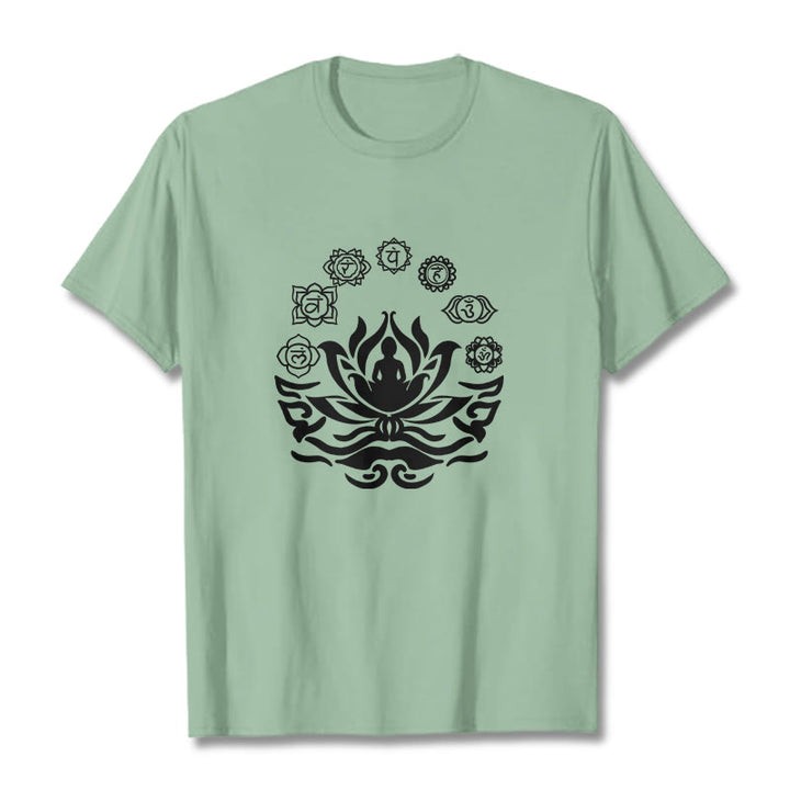 Buddha Stones OM Symbol Sanskrit Mantras Buddha Lotus Blume Design T T-shirt - Blassgrün - 2XL - image 18