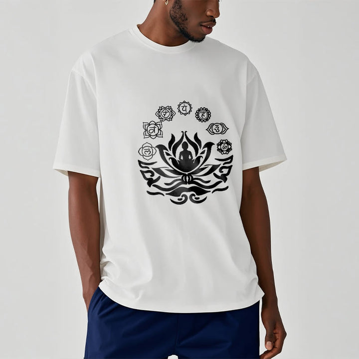 Buddha Stones OM Symbol Sanskrit Mantras Buddha Lotus Blume Design T T-shirt - image 2