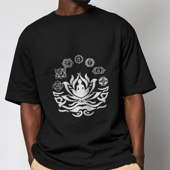 Buddha Stones OM Symbol Sanskrit Mantras Buddha Lotus Blume Design T T-shirt - image 8