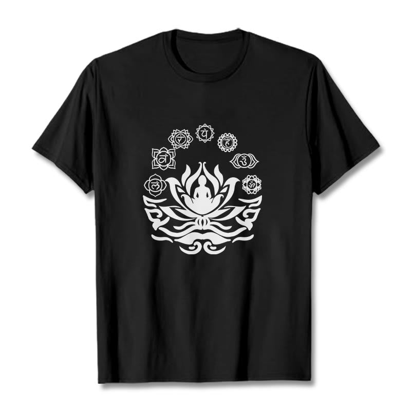 Buddha Stones OM Symbol Sanskrit Mantras Buddha Lotus Blume Design T T-shirt - Schwarz - 2XL - image 7